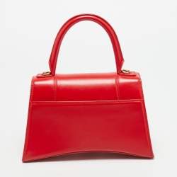 Pre Owned Balenciaga Hourglass Small Red Leather Top Handle Bag