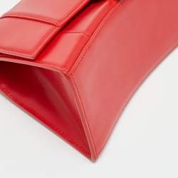 Pre Owned Balenciaga Hourglass Small Red Leather Top Handle Bag