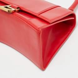 Pre Owned Balenciaga Hourglass Small Red Leather Top Handle Bag