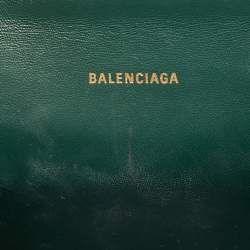 Pre Owned Balenciaga Hourglass XS Dark Green Croc Embossed Leather Top Handle Bag