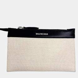 Pre Owned Balenciaga Black Cream Fabric Cabas Bag XS (390346)