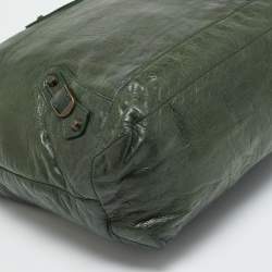 Pre Owned Balenciaga Classic Day RH Dark Green Leather Hobo