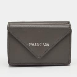 مملوكة مسبقًا Balenciaga Papier Grey Leather Compact Wallet