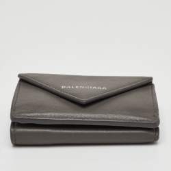 مملوكة مسبقًا Balenciaga Papier Grey Leather Compact Wallet