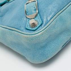 مملوكة مسبقًا حقيبة كتف بالنسياغا كلاسيك هيب جلد أزرق