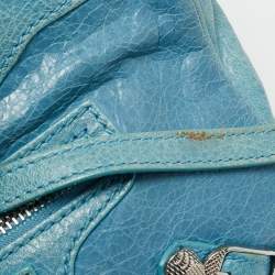 مملوكة مسبقًا حقيبة كتف بالنسياغا كلاسيك هيب جلد أزرق