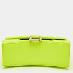 Pre Owned حقيبة بالنسياجا أورغلوس صغيرة جدًا جلد مُنقش بتأثير الكروك بلون أصفر فلوري بمقبض علوي