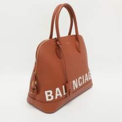 Pre Owned حقيبة بيد علوية بالنسياجا جلد بني فيل ميديام