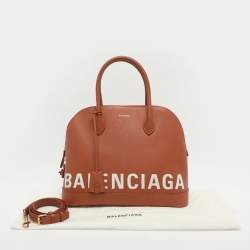 Pre Owned حقيبة بيد علوية بالنسياجا جلد بني فيل ميديام