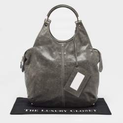 Pre Owned Balenciaga Ring Handle Grey Leather Hobo
