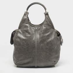Pre Owned Balenciaga Ring Handle Grey Leather Hobo