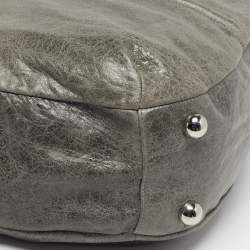 Pre Owned Balenciaga Ring Handle Grey Leather Hobo