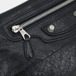 Pre Owned Balenciaga Black Leather Envelope Shoulder Bag