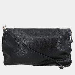 Pre Owned Balenciaga Black Leather Envelope Shoulder Bag