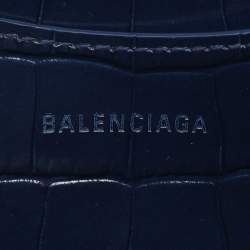 Pre Owned حقيبة بالنسياقا نيو كلاسيك جلد تمساح منقوش أزرق صغيرة بحمالة يد