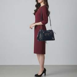 Pre Owned حقيبة بالنسياقا نيو كلاسيك جلد تمساح منقوش أز رق صغيرة بحمالة يد