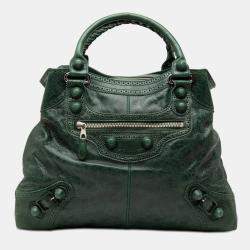 Pre Owned بروجيس بالنسياقا جلد حمل أخضر منتصف النهار العملاق موتوكروس