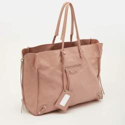 Pre Owned حقيبة تسوق بالينسياغا بابيه A4 جلد وردي خوخي