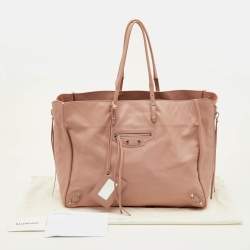 Pre Owned حقيبة تسوق بالينسياغا بابيه A4 جلد وردي خوخي