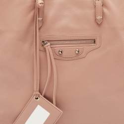 Pre Owned حقيبة تسوق بالينسياغا بابيه A4 جلد وردي خوخي