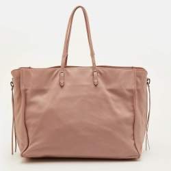 Pre Owned حقيبة تسوق بالينسياغا بابيه A4 جلد وردي خوخي