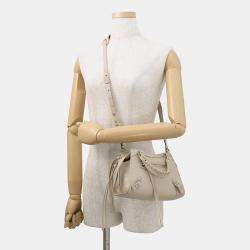 Pre Owned حقيبة بالنسياجا نيو كلاسيك بحجم صغير جلد بيج 2way