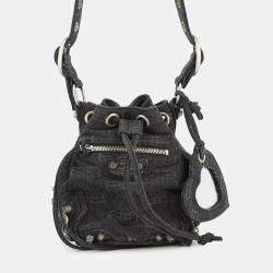 مملوكة مسبقًا Balenciaga Le Cagoule Shoulder Bag Black Denim Size Xs