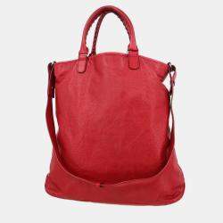 Pre Owned Balenciaga Red Lambskin Tote Bag