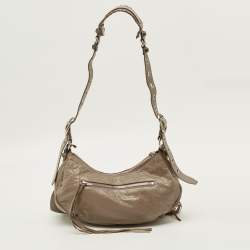 Pre Owned Balenciaga Le Cagole Small Beige Leather Shoulder Bag