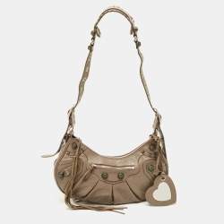 مملوكة مسبقًا Balenciaga Le Cagole Small Beige Leather Shoulder Bag