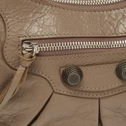 Pre Owned Balenciaga Le Cagole Small Beige Leather Shoulder Bag
