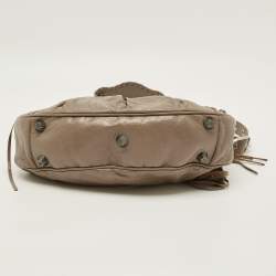 Pre Owned Balenciaga Le Cagole Small Beige Leather Shoulder Bag