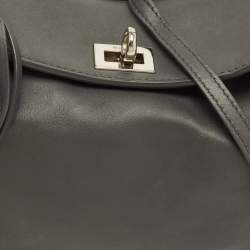 Pre Owned Balenciaga Rodeo Mini Grey Leather Top Handle Bag