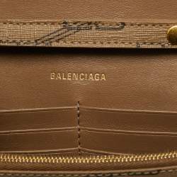 Pre Owned Balenciaga Hourglass Beige/Brown BB Monogram Coated Canvas Wallet On Chain