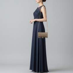 Pre Owned Balenciaga Hourglass Beige/Brown BB Monogram Coated Canvas Wallet On Chain