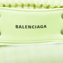 Pre Owned Balenciaga Bistro XXS Neon Yellow Technical Fabric Basket Bag