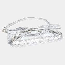 Pre Owned حقيبة لي سيتي حزام على بوش جلد فضي بالنسياغا