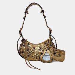 مملوكة مسبقًا حقيبة لي كارجو جلد ذهبية بالنسياجا صغيرة جداً