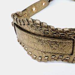 Pre Owned حقيبة لي كارجو جلد ذهبية بالنسياجا صغيرة جداً