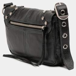 Pre Owned Balenciaga Black XS Lambskin Motocross Le Cagole Flap Crossbody