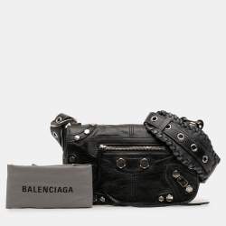Pre Owned Balenciaga Black XS Lambskin Motocross Le Cagole Flap Crossbody