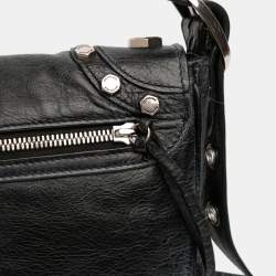 Pre Owned Balenciaga Black XS Lambskin Motocross Le Cagole Flap Crossbody