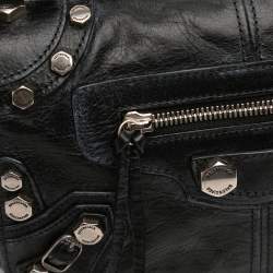 Pre Owned Balenciaga Black XS Lambskin Motocross Le Cagole Flap Crossbody