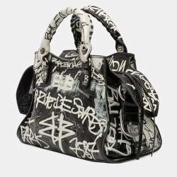 مملوكة مسبقًا Balenciaga White Lambskin Motocross Graffiti Neo Cagole XS