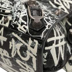 مملوكة مسبقًا Balenciaga White Lambskin Motocross Graffiti Neo Cagole XS