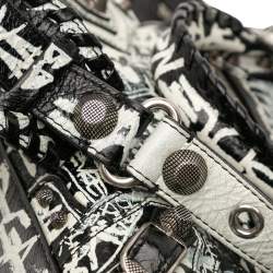 مملوكة مسبقًا Balenciaga White Lambskin Motocross Graffiti Neo Cagole XS