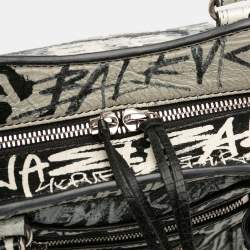 مملوكة مسبقًا Balenciaga White Lambskin Motocross Graffiti Neo Cagole XS