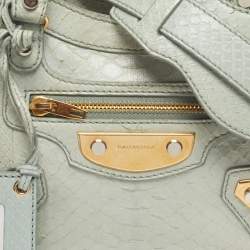 مملوكة مسبقًا Balenciaga Classic City Metal Plate Mini Green Python Tote