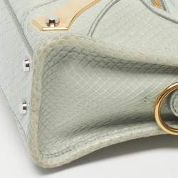 مملوكة مسبقًا Balenciaga Classic City Metal Plate Mini Green Python Tote