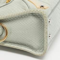 مملوكة مسبقًا Balenciaga Classic City Metal Plate Mini Green Python Tote